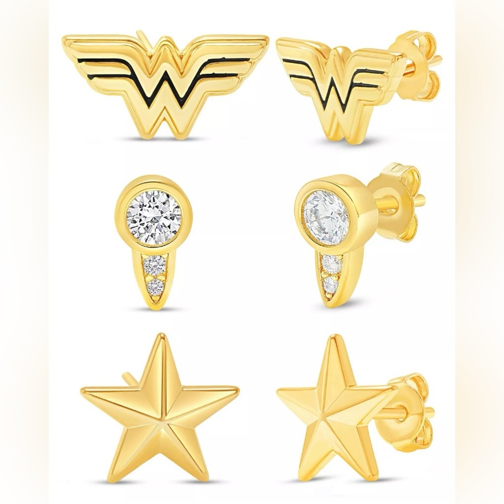 NEW Wonder Woman 3 stud earrings set